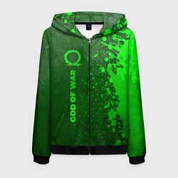 Толстовка 3D на молнии мужская God of War - green gradient по-вертикали, цвет: 3D-черный