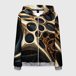Мужская толстовка на молнии Черно-золотая абстракция