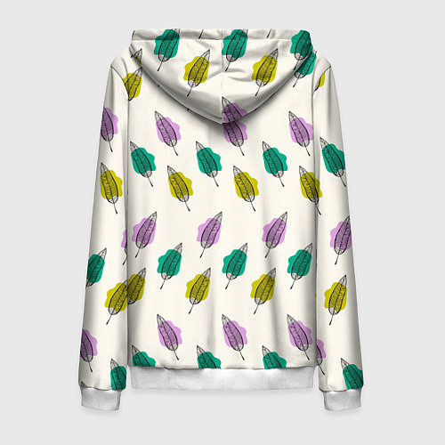 Мужская толстовка на молнии Листья на пятнах / 3D-Белый – фото 2