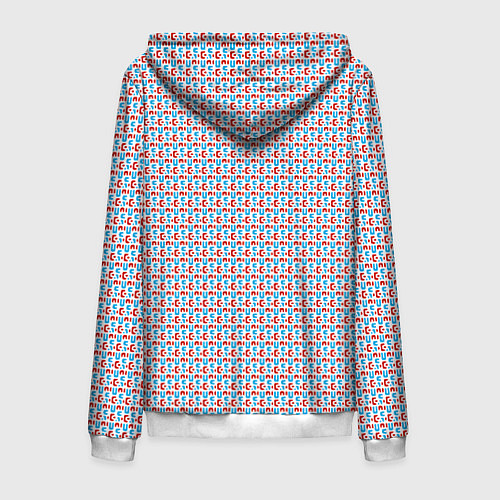 Мужская толстовка на молнии Красно-синие фигуры на белом фоне / 3D-Белый – фото 2