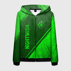 Толстовка 3D на молнии мужская Nightwish - green gradient вертикально, цвет: 3D-черный