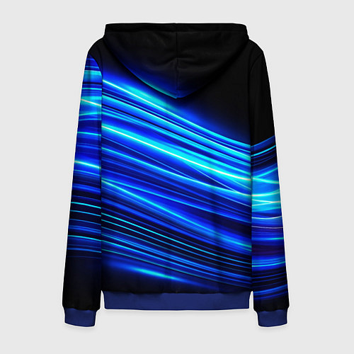 Мужская толстовка на молнии Синие неоновые линии краски / 3D-Синий – фото 2