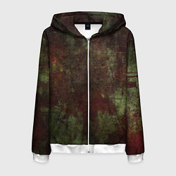 Толстовка 3D на молнии мужская Абстракция - green fabric soaked in red paint, цвет: 3D-белый