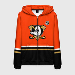 Толстовка 3D на молнии мужская Анахайм Дакс хоккей, цвет: 3D-черный