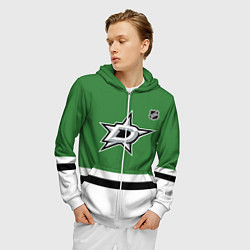 Толстовка 3D на молнии мужская Даллас Старз хоккей, цвет: 3D-белый — фото 2