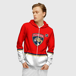 Толстовка 3D на молнии мужская Флорида Пантерз хоккей, цвет: 3D-белый — фото 2
