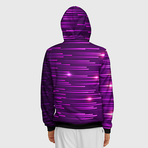 Мужская толстовка на молнии Цветные светящиеся полосы / 3D-Черный – фото 4