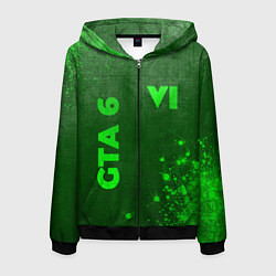 Толстовка 3D на молнии мужская GTA 6 - green gradient вертикально, цвет: 3D-черный