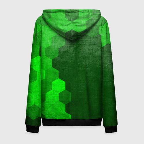 Мужская толстовка на молнии Mass Effect - green gradient по-вертикали / 3D-Черный – фото 2