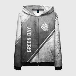 Толстовка 3D на молнии мужская Green Day - grey gradient вертикально, цвет: 3D-черный