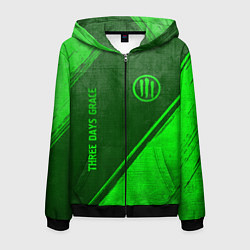 Толстовка 3D на молнии мужская Three Days Grace - green gradient вертикально, цвет: 3D-черный