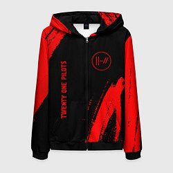 Толстовка 3D на молнии мужская Twenty One Pilots - red gradient вертикально, цвет: 3D-черный