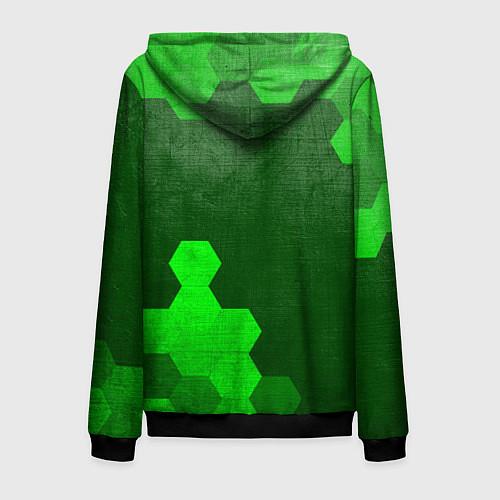 Мужская толстовка на молнии No Mans Sky - green gradient вертикально / 3D-Черный – фото 2