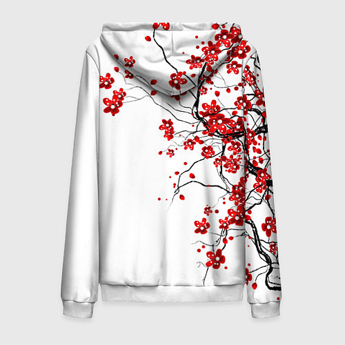 Мужская толстовка на молнии Сакура с иероглифом Любовь / 3D-Белый – фото 2
