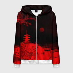 Мужская толстовка на молнии Башня в красной сепии