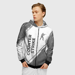 Толстовка 3D на молнии мужская Counter Strike - white gradient вертикально, цвет: 3D-черный — фото 2