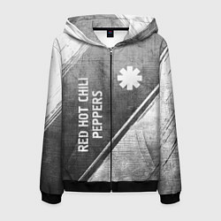 Толстовка 3D на молнии мужская Red Hot Chili Peppers - grey gradient вертикально, цвет: 3D-черный
