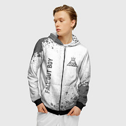 Толстовка 3D на молнии мужская Fall Out Boy - white gradient вертикально, цвет: 3D-черный — фото 2