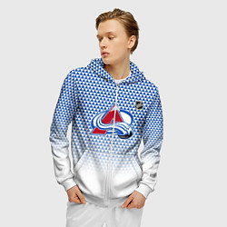 Толстовка 3D на молнии мужская Колорадо Эвеланш - геометрический градиент, цвет: 3D-белый — фото 2