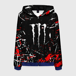 Толстовка 3D на молнии мужская Monster energy штрихи, цвет: 3D-синий