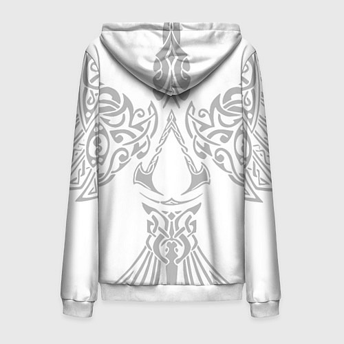 Мужская толстовка на молнии Ассасин Крид - узор ворон / 3D-Белый – фото 2