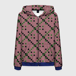 Толстовка 3D на молнии мужская Коричневая с черным и зеленым плитка, цвет: 3D-синий