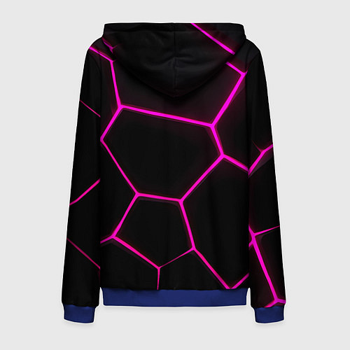 Мужская толстовка на молнии Черные соты текстура / 3D-Синий – фото 2