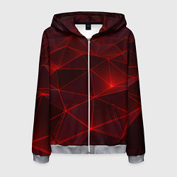 Мужская толстовка на молнии Красные полигоны с неоном
