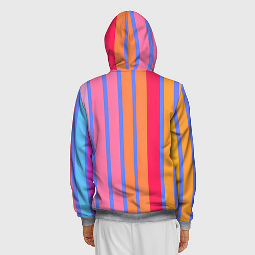 Мужская толстовка на молнии Теплые цветные полосы / 3D-Меланж – фото 4