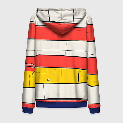 Мужская толстовка на молнии Красные полоски / 3D-Синий – фото 2