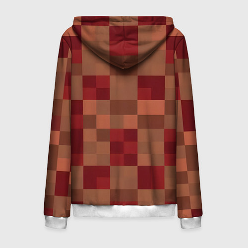 Мужская толстовка на молнии Бордовые пиксели / 3D-Белый – фото 2