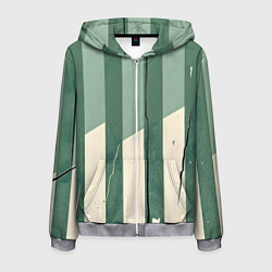 Толстовка 3D на молнии мужская Зеленые полосы, цвет: 3D-меланж