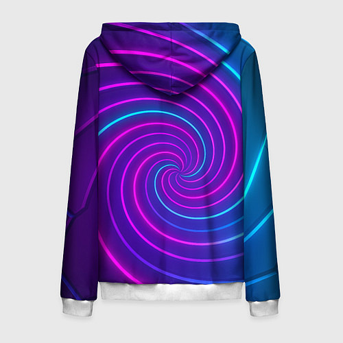 Мужская толстовка на молнии Сине-фиолетовая спираль / 3D-Белый – фото 2