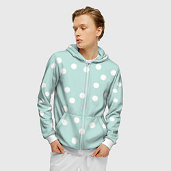 Толстовка 3D на молнии мужская Снежная морская пена, цвет: 3D-белый — фото 2