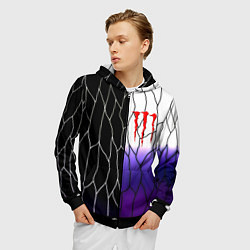 Толстовка 3D на молнии мужская Monster energy steel, цвет: 3D-черный — фото 2