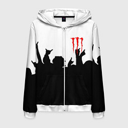 Толстовка 3D на молнии мужская Monster energy rock black, цвет: 3D-белый