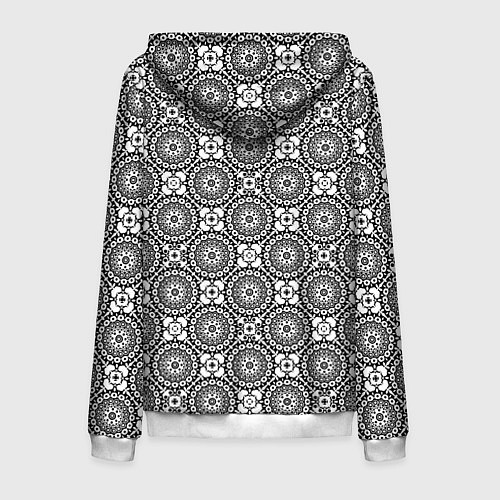 Мужская толстовка на молнии Черно белый кружевной узор / 3D-Белый – фото 2
