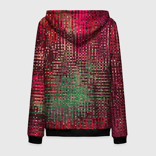 Мужская толстовка на молнии Текстурный тёмный красно-зелёный / 3D-Черный – фото 2