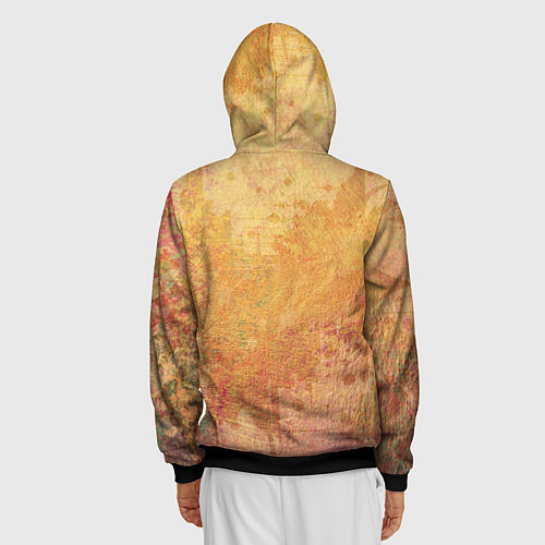 Мужская толстовка на молнии Абстракция - red and yellow spots / 3D-Черный – фото 4