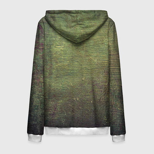 Мужская толстовка на молнии Абстракция - old board painted with green paint / 3D-Белый – фото 2