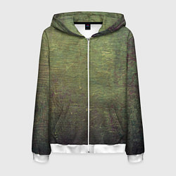 Толстовка 3D на молнии мужская Абстракция - old board painted with green paint, цвет: 3D-белый