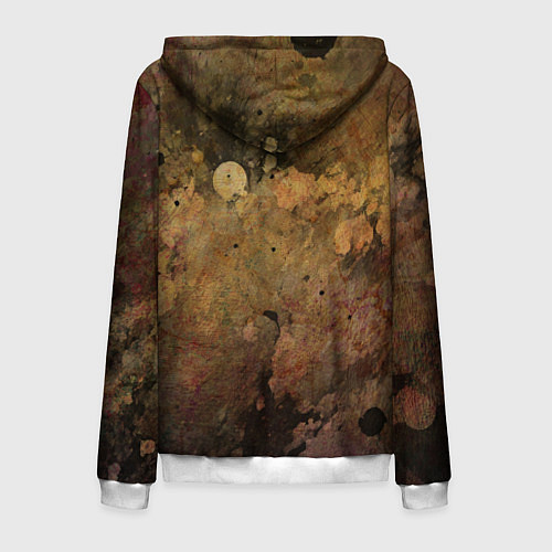 Мужская толстовка на молнии Абстракция - dark pink paint spill / 3D-Белый – фото 2