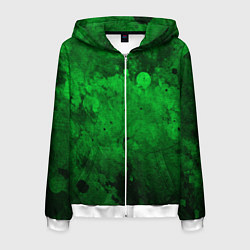 Толстовка 3D на молнии мужская Абстракция - green acid stains, цвет: 3D-белый