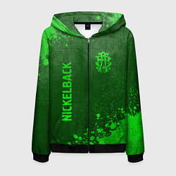 Толстовка 3D на молнии мужская Nickelback - green gradient вертикально, цвет: 3D-черный