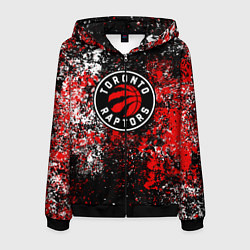 Толстовка 3D на молнии мужская Торонто Рэпторс - цветовой хаос, цвет: 3D-черный