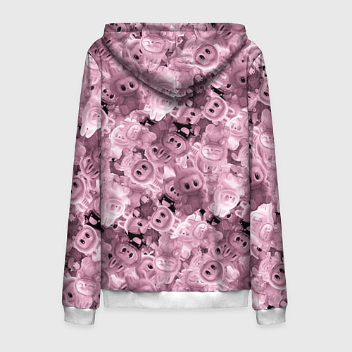 Мужская толстовка на молнии Розовые лабубы паттерн / 3D-Белый – фото 2