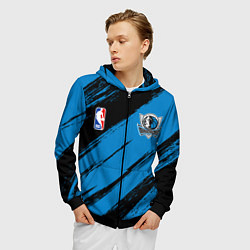 Толстовка 3D на молнии мужская Даллас Маверикс - черно синий, цвет: 3D-черный — фото 2