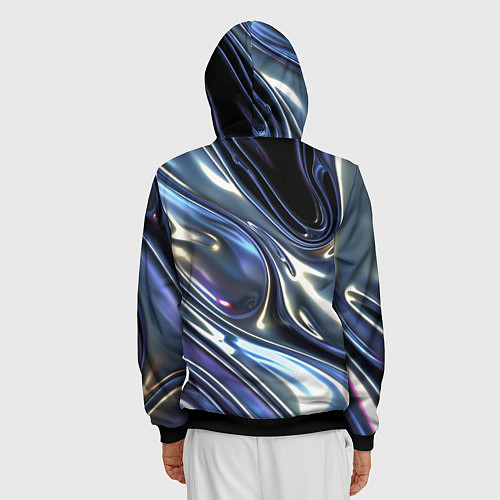 Мужская толстовка на молнии Серебро жидкий металл / 3D-Черный – фото 4
