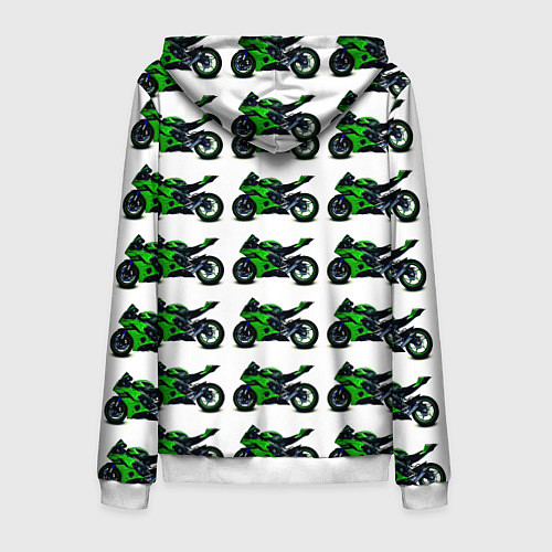 Мужская толстовка на молнии Motorbike green / 3D-Белый – фото 2
