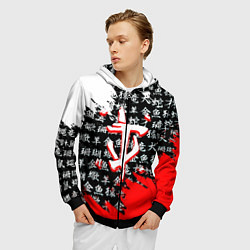 Толстовка 3D на молнии мужская Doom dark age japan, цвет: 3D-черный — фото 2